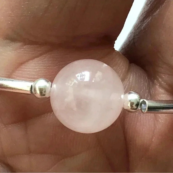 Handmade Blessing Bracelet Stretch 925 Sterling Silver Pink Rose Quartz - Picture 2 of 4
